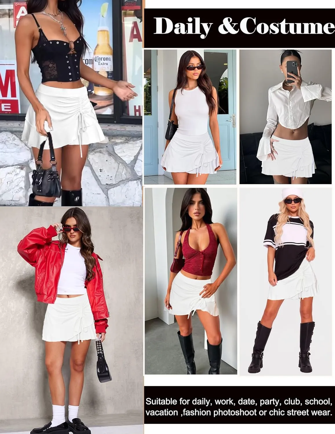 Avidlove Womens Pleated Mini Skirts Drawstring Wrap Ruffle Mini Skirt Sexy Y2k Skirt Ruched Tennis Skater Skirt