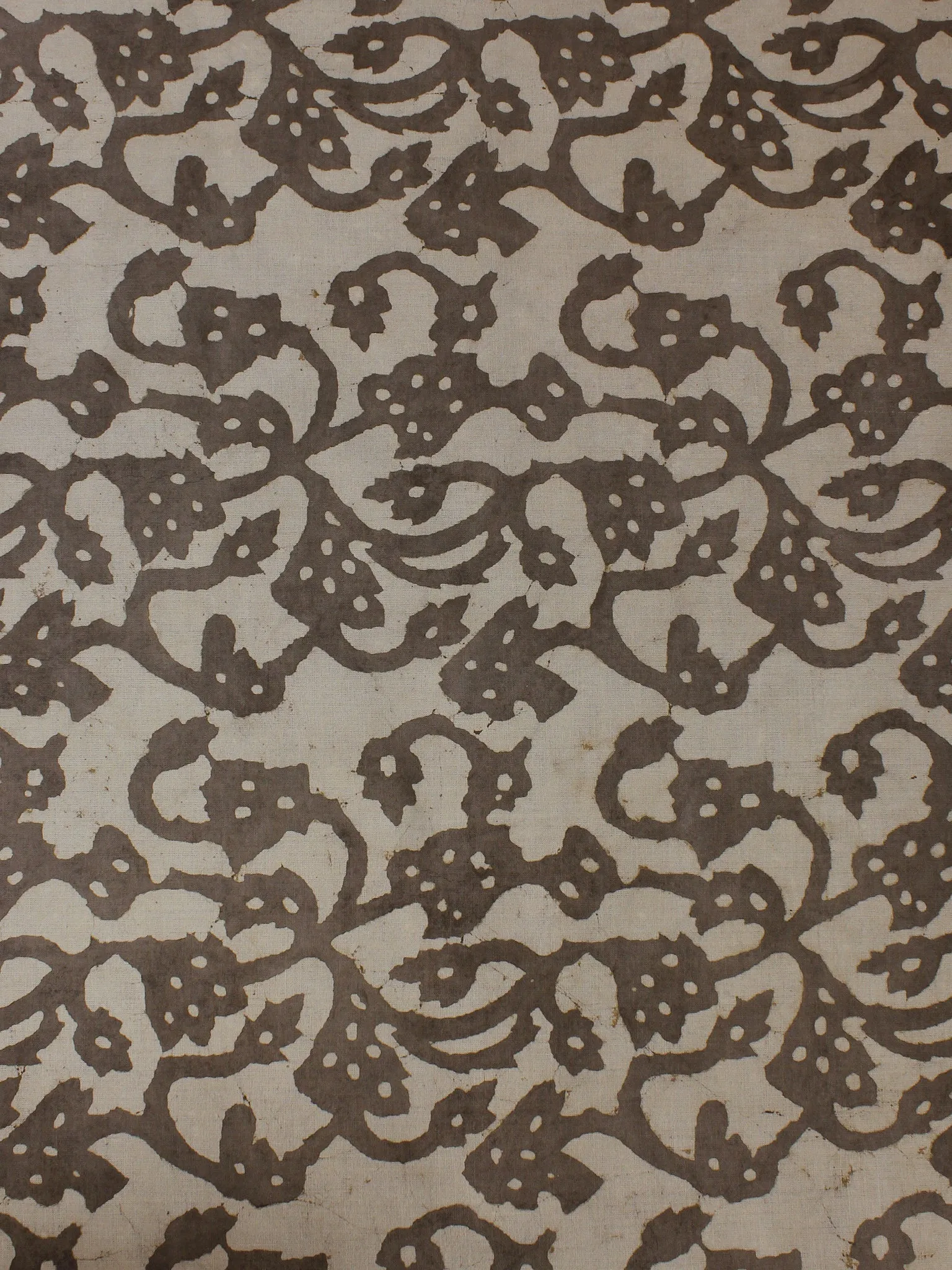 Beige Hand Block Printed Cotton  Cambric Fabric Per Meter - F0916053