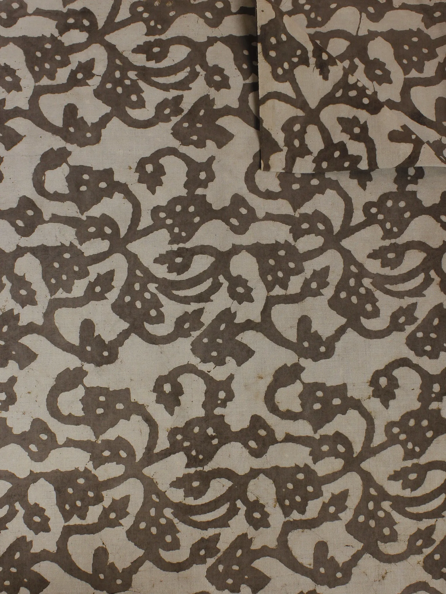 Beige Hand Block Printed Cotton  Cambric Fabric Per Meter - F0916053