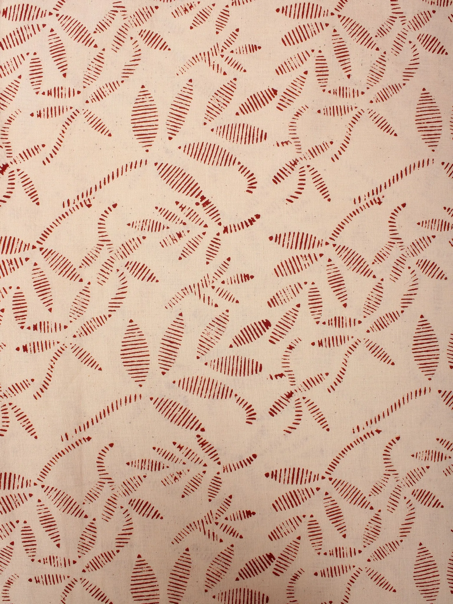 Beige Maroon Hand Block Printed Cotton Cambric Fabric Per Meter - F0916472