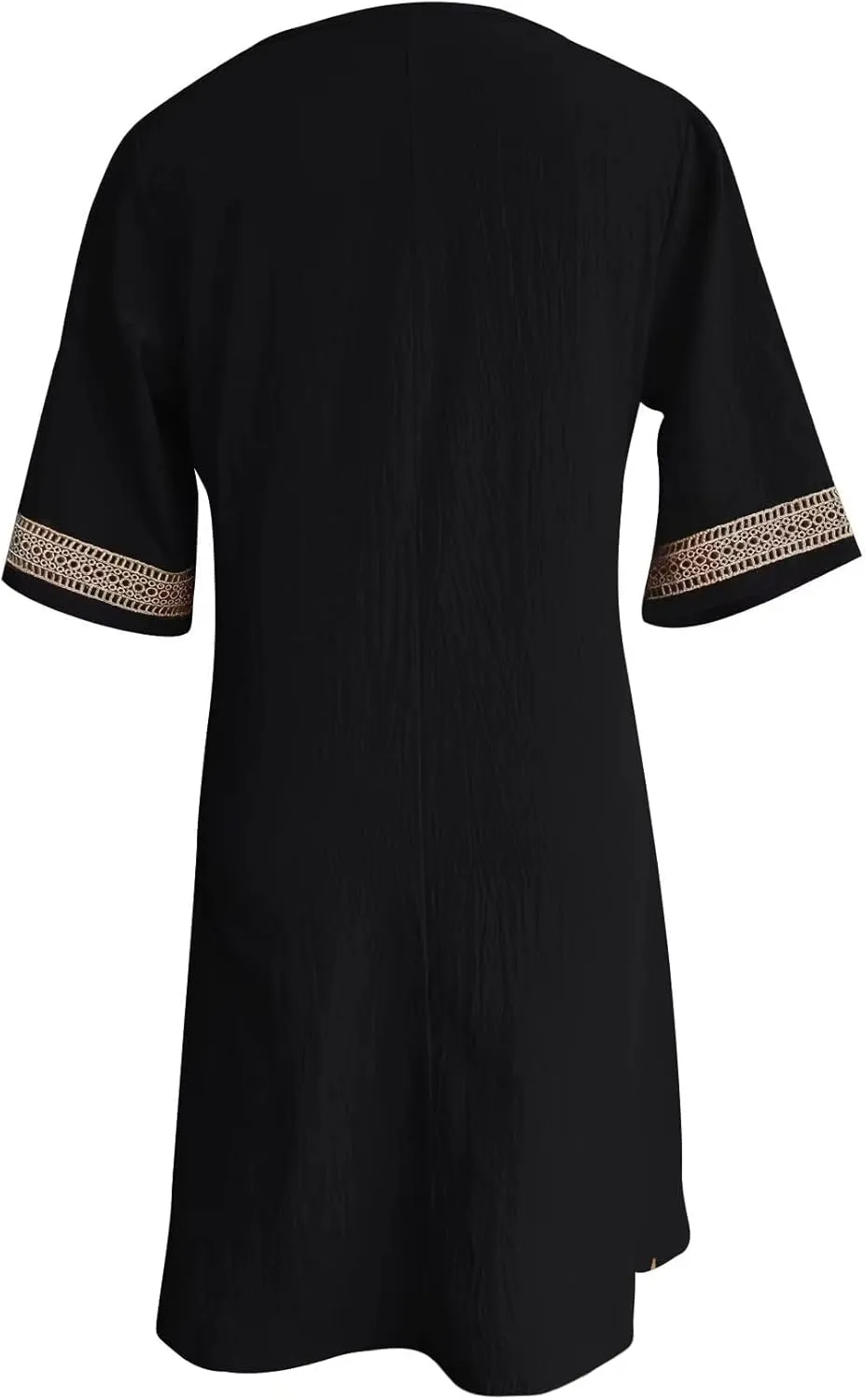 Bengbobar Womens Summer V Neck Linen Dress Loose Half Sleeve Solid Linen Dress Casual Classic Comfort Daily Wear Party Dress