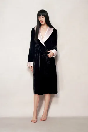 Black Velvet Silk Robe