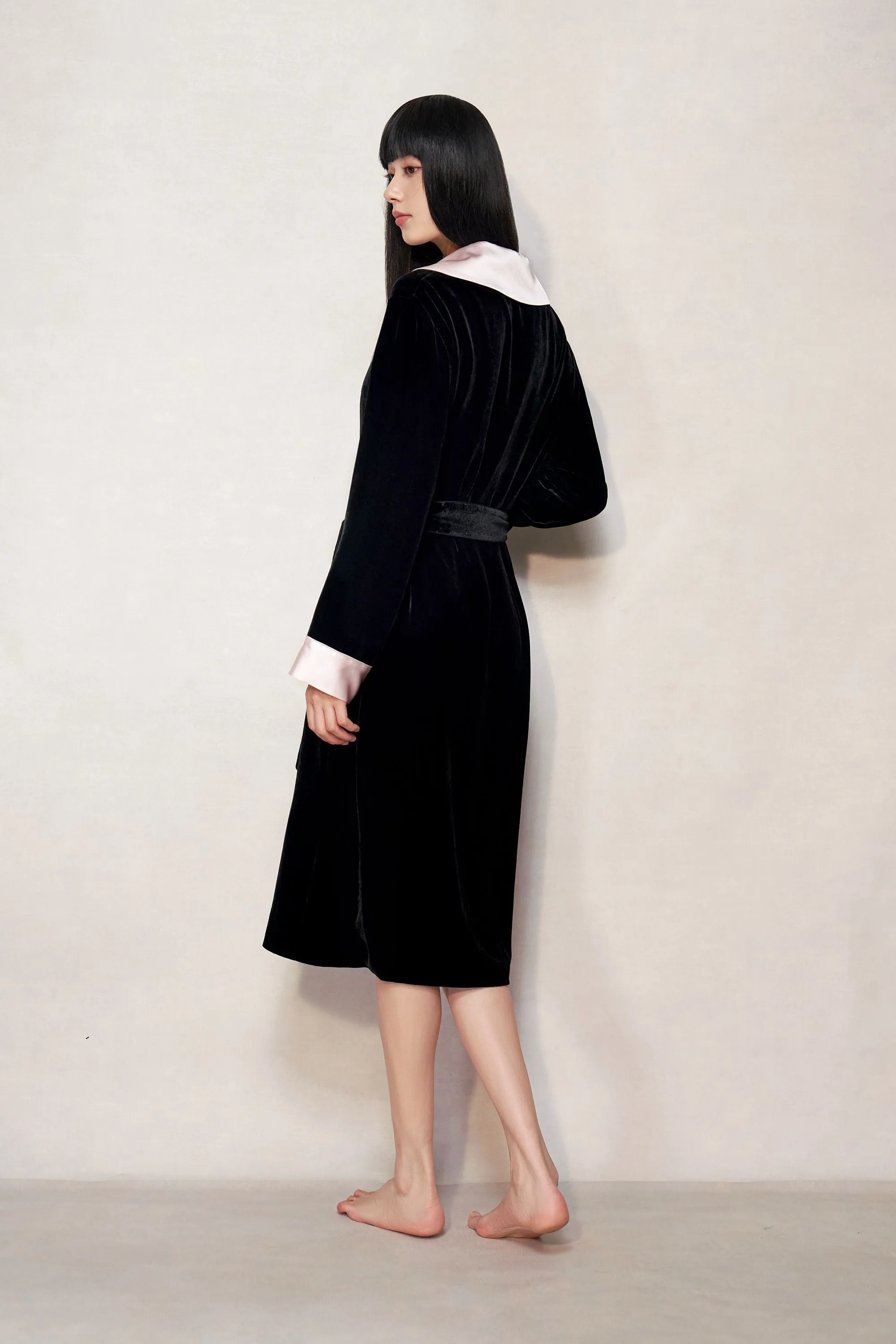 Black Velvet Silk Robe