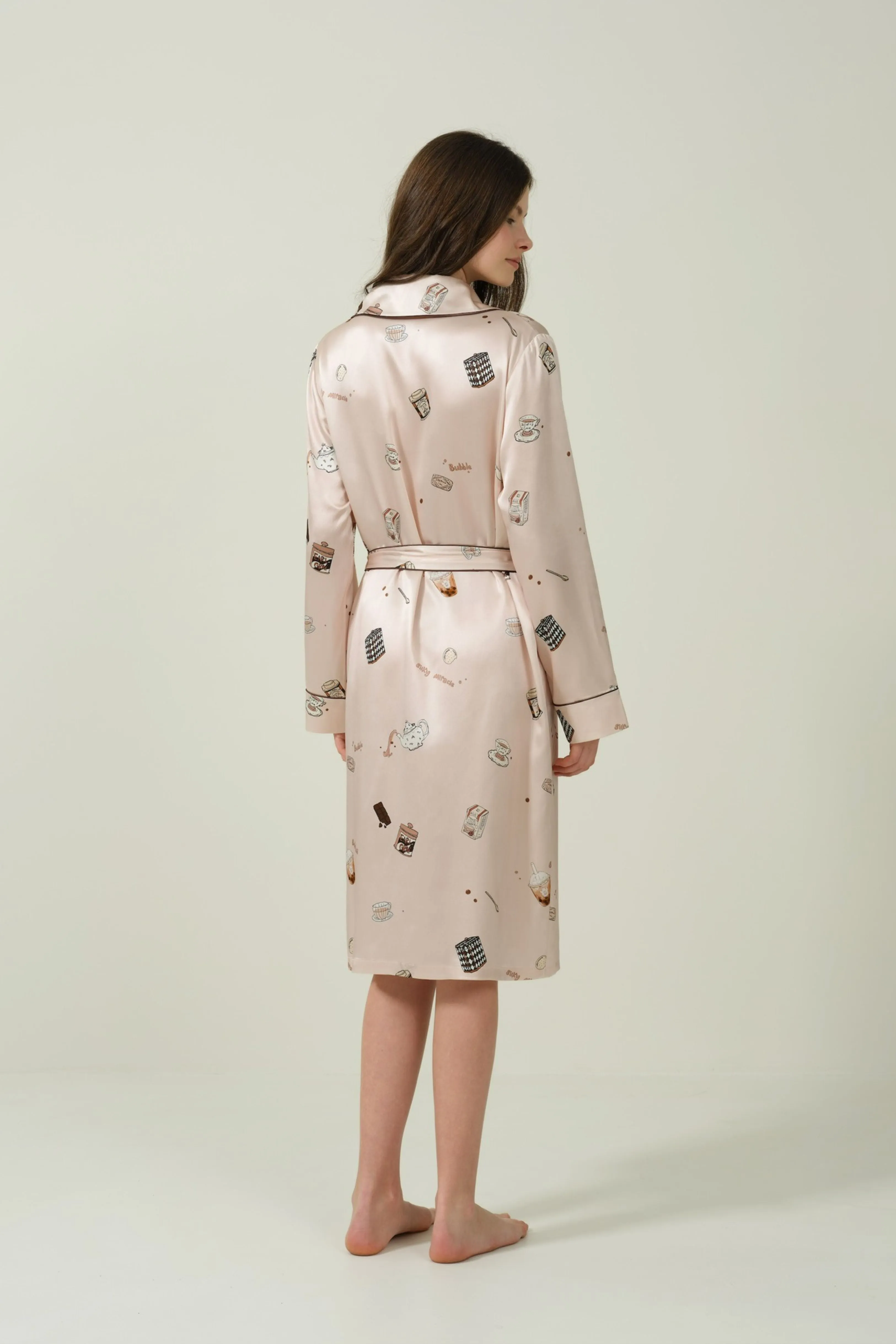 Boba Tea Cream Silk Robe