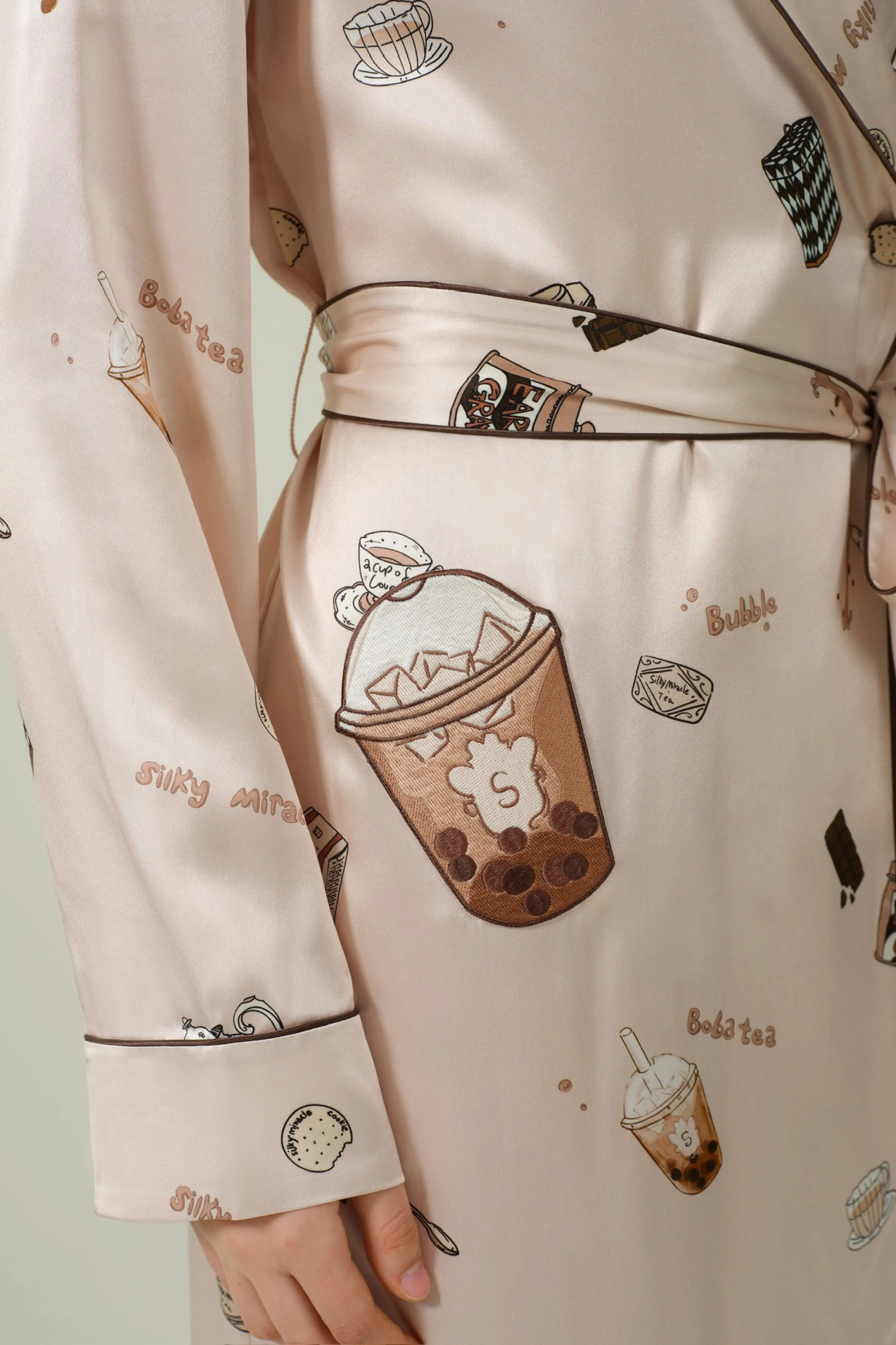 Boba Tea Cream Silk Robe