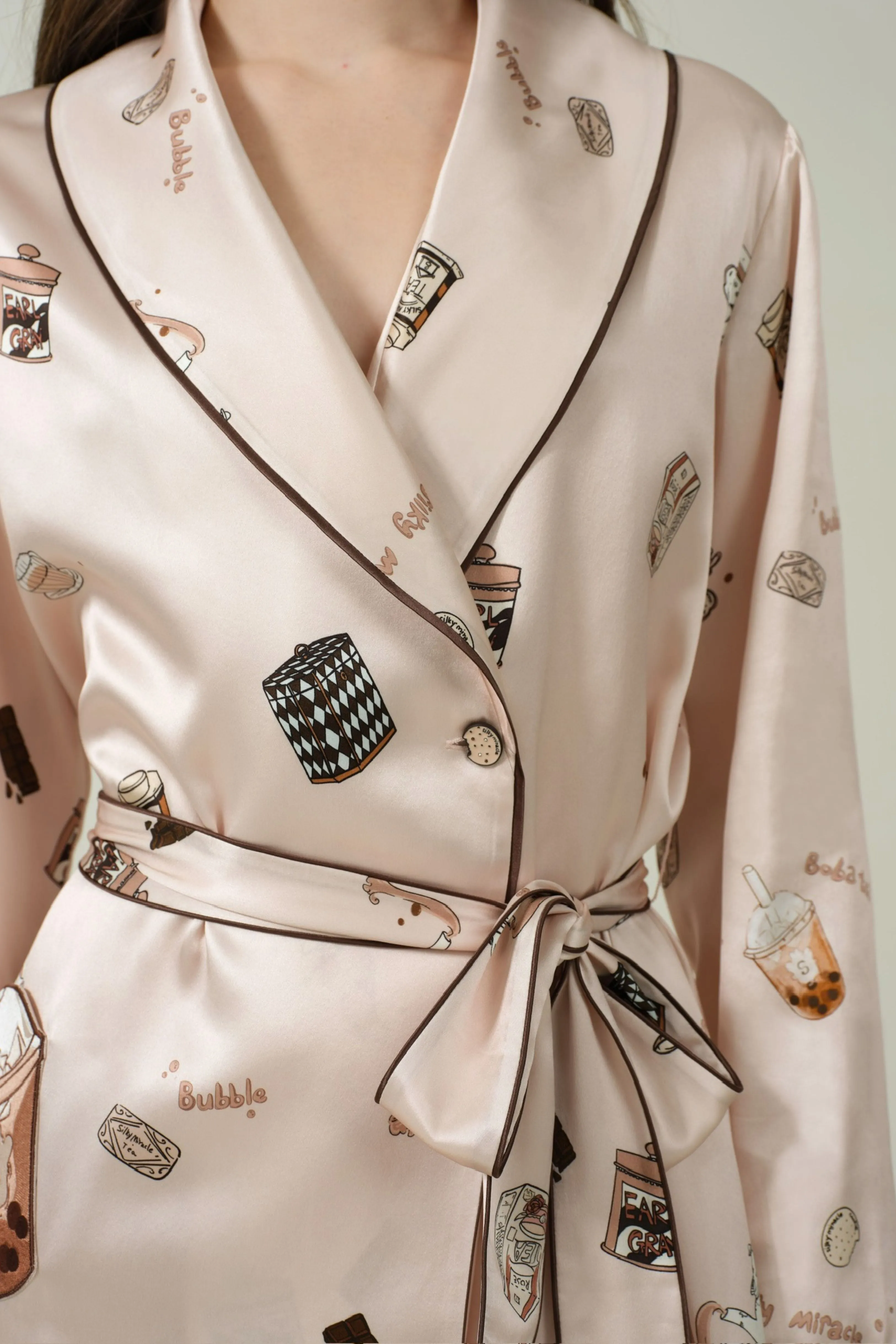 Boba Tea Cream Silk Robe