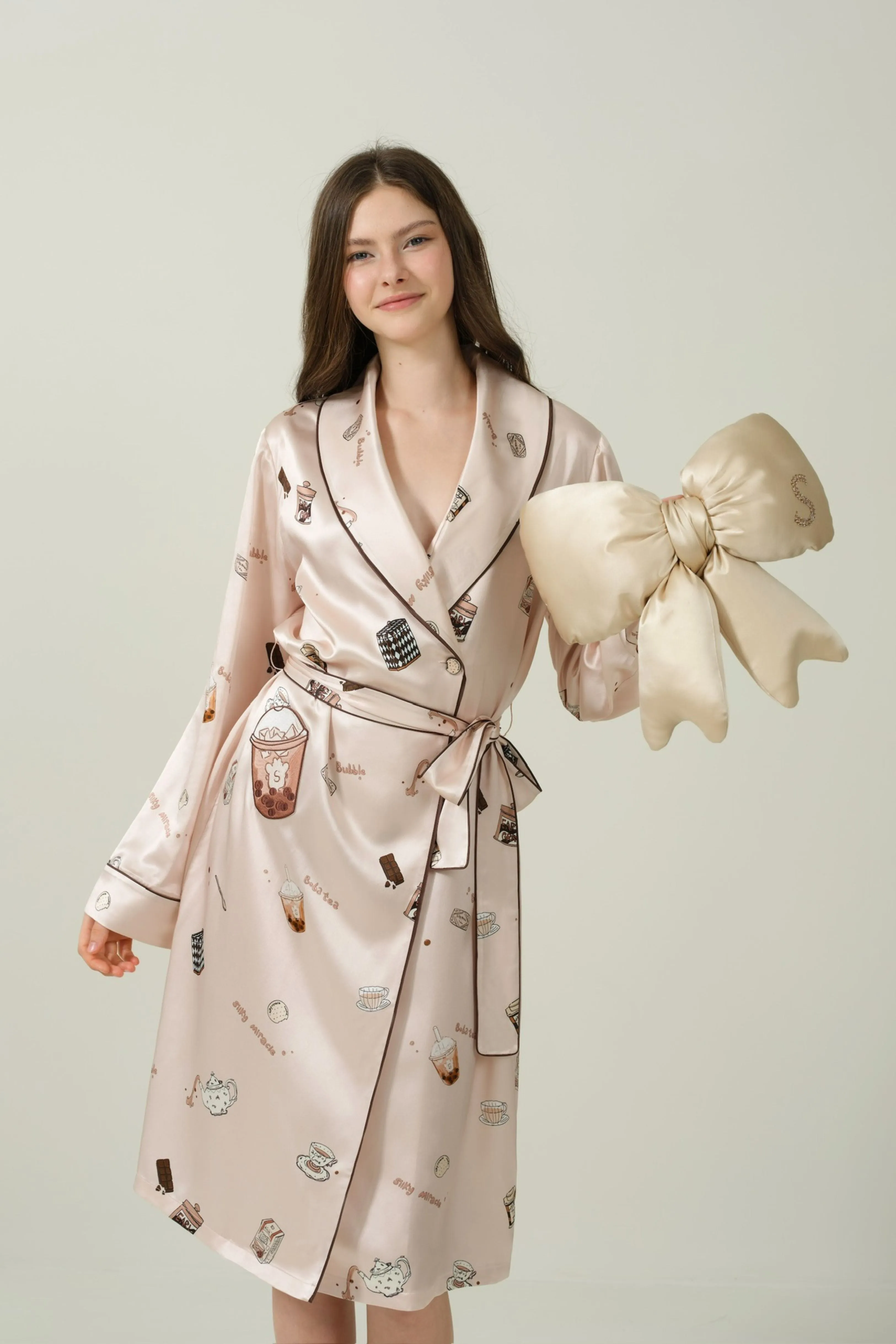 Boba Tea Cream Silk Robe