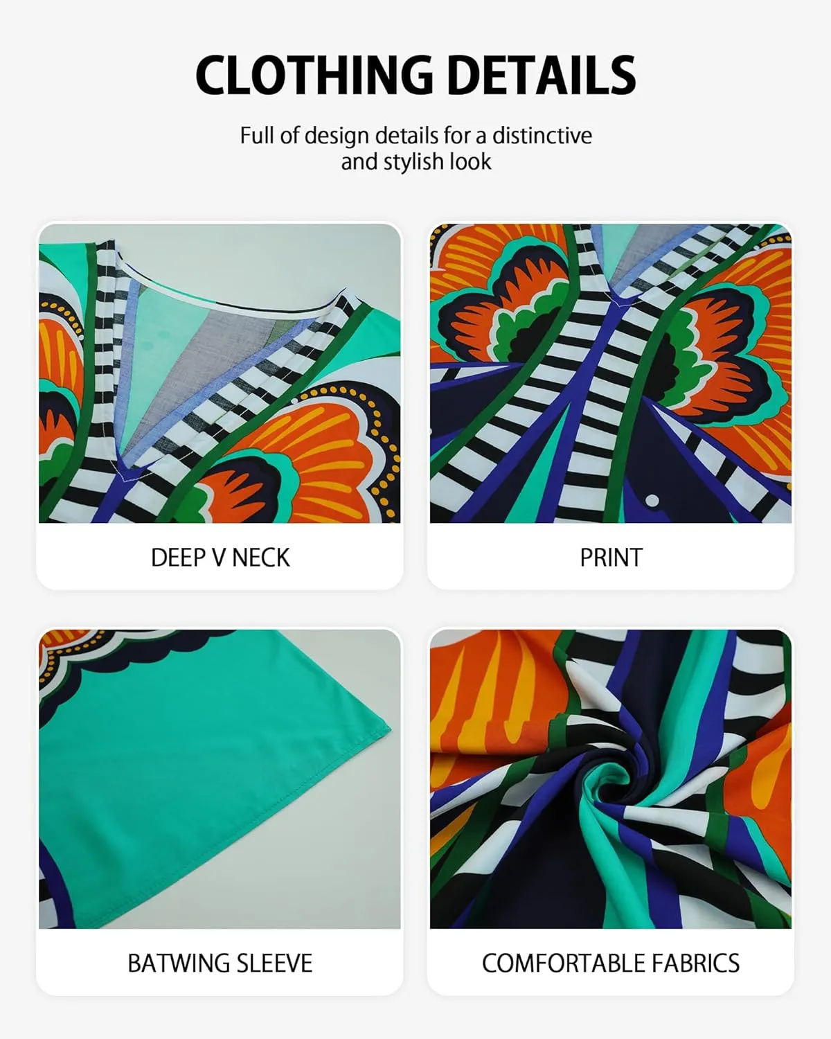 Bsubseach Kaftan Dresses for Women Butterfly Print Plus Size Batwing Sleeve Caftans Long Bathing Suit Cover Up