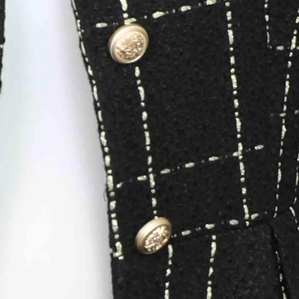 Casual Plaid Suit Fall Winter Tweed Blazer for Women Jacket Open Front Business Elegant Work Suit Top Pocke