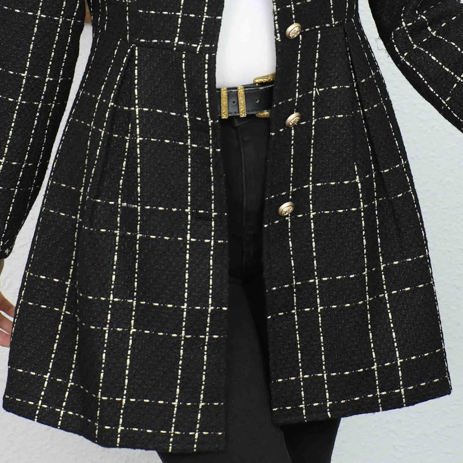 Casual Plaid Suit Fall Winter Tweed Blazer for Women Jacket Open Front Business Elegant Work Suit Top Pocke