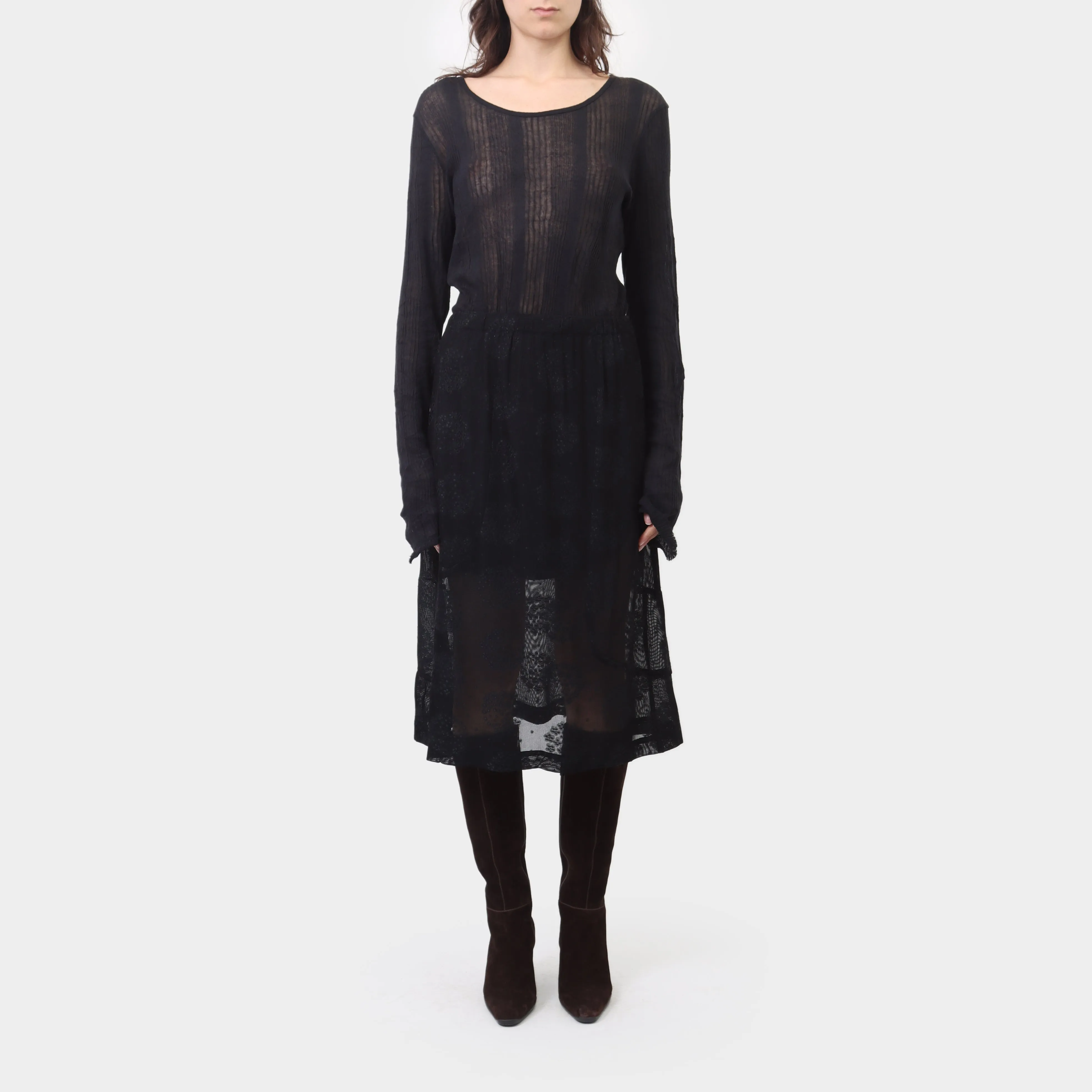 Comme des Garçons Robe de Chambre Sheer Mesh Patterned Skirt