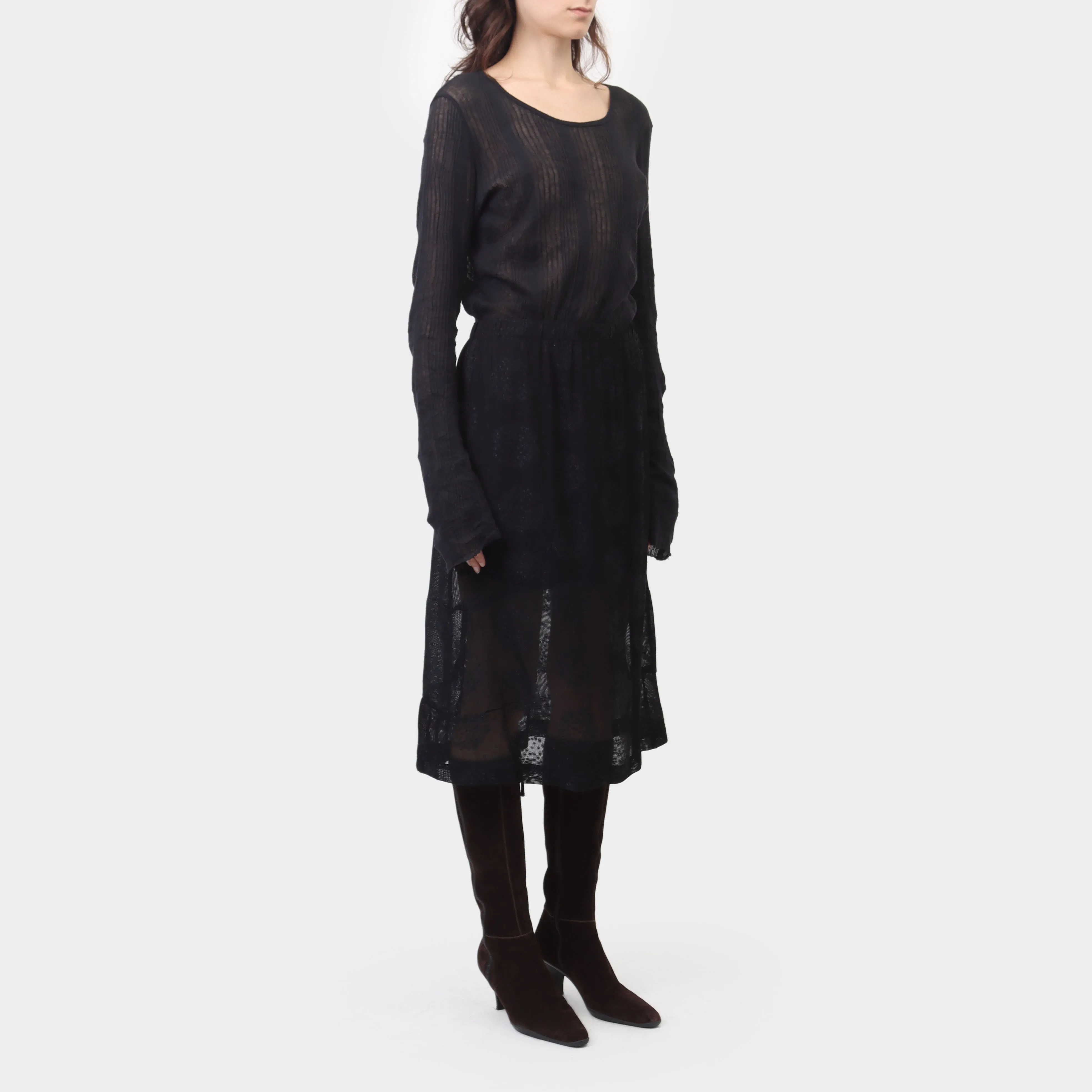 Comme des Garçons Robe de Chambre Sheer Mesh Patterned Skirt