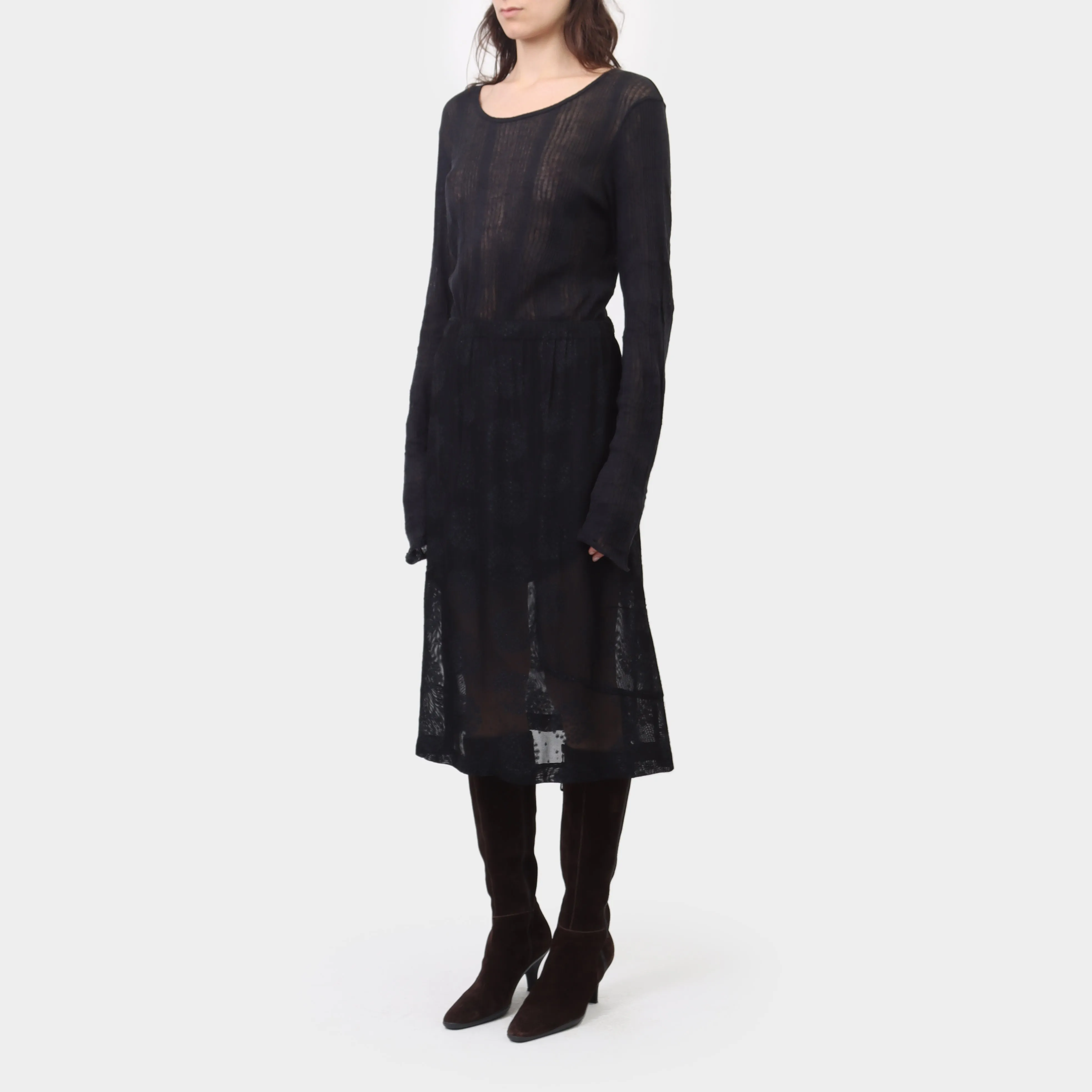 Comme des Garçons Robe de Chambre Sheer Mesh Patterned Skirt