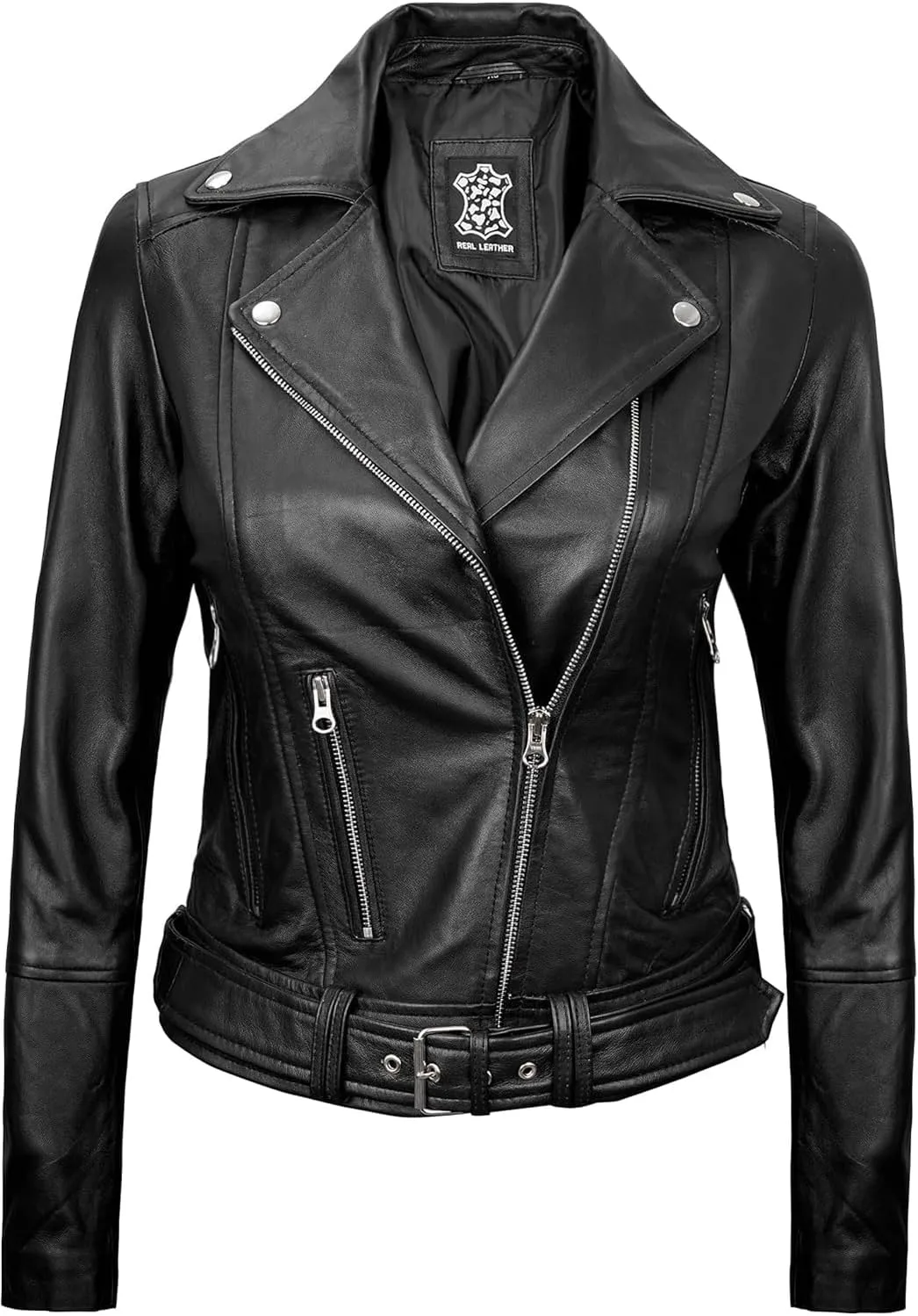 Decrum Leather Jacket Women  Asymmetrical Motorcycle Style Womens Leather Jacket