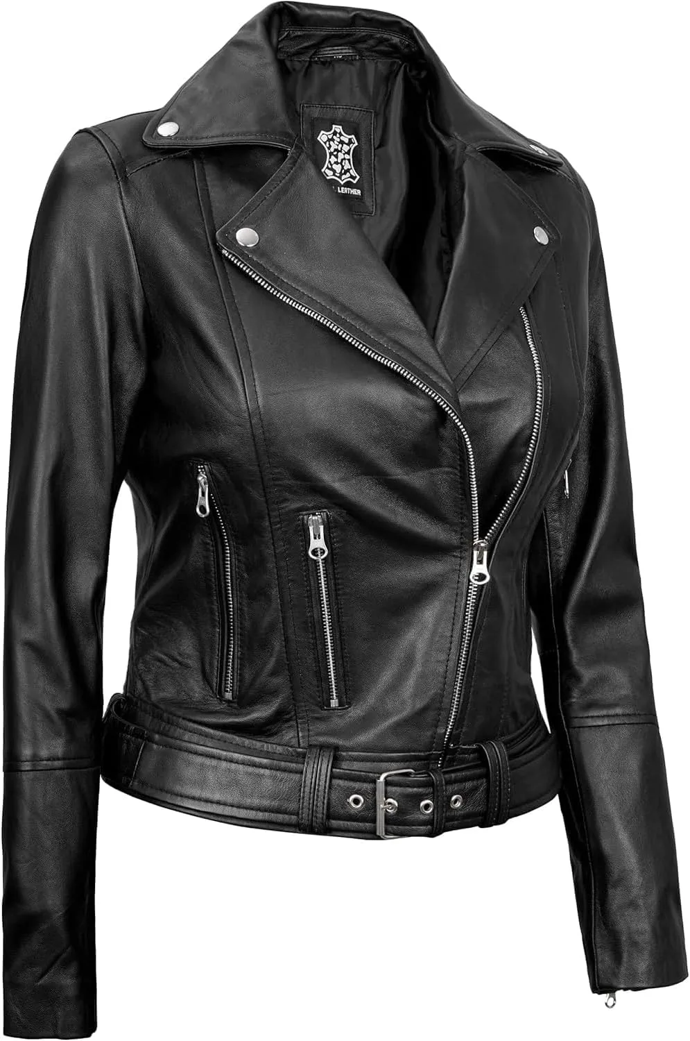 Decrum Leather Jacket Women  Asymmetrical Motorcycle Style Womens Leather Jacket
