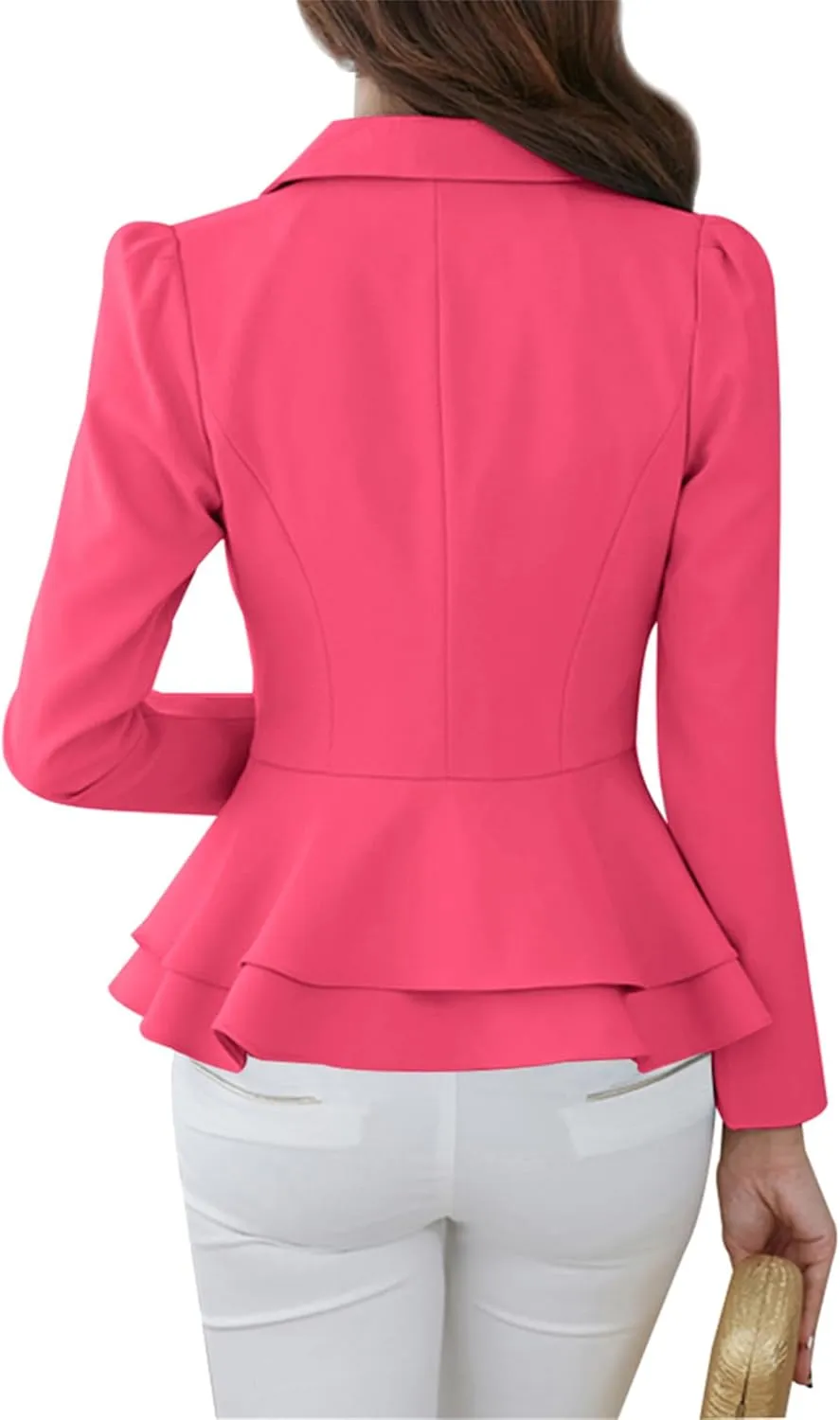 GRASWE Lady's Button Neck Long Sleeve Suit Vintage Casual Swing Dress Suit