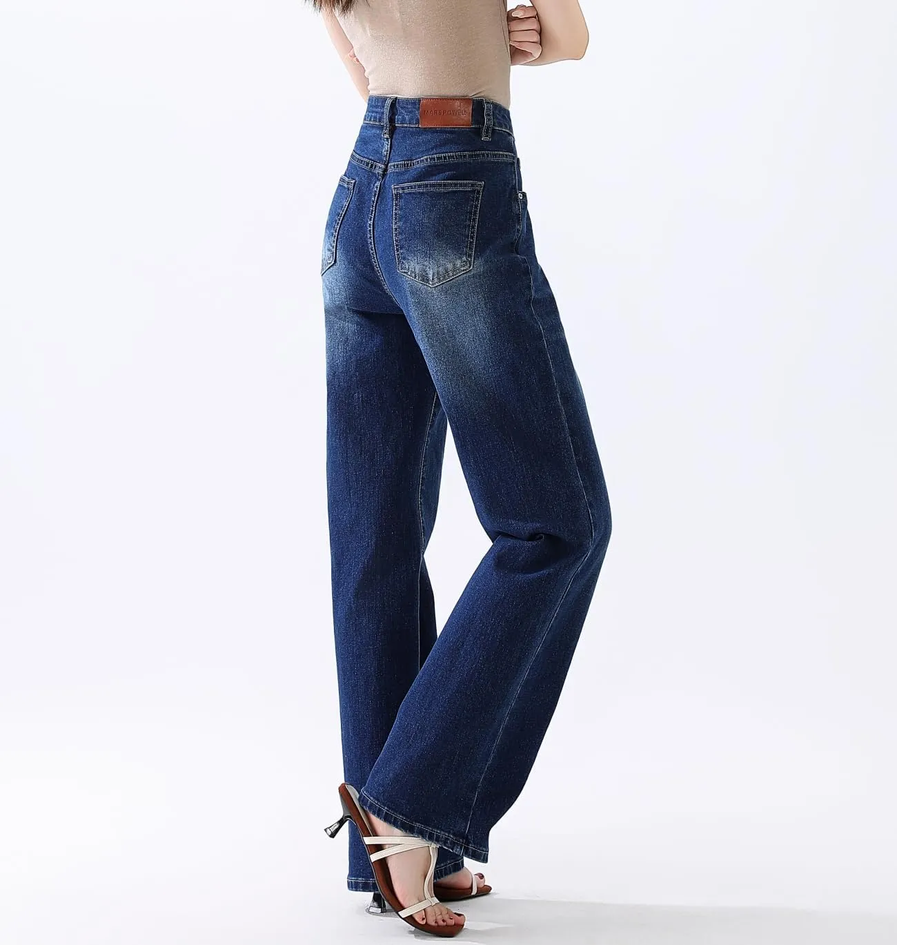 High Waisted Jeans for Women Straight Leg Stretchy Trendy Baggy Casual Lady Basic Wide Leg Denim Pants