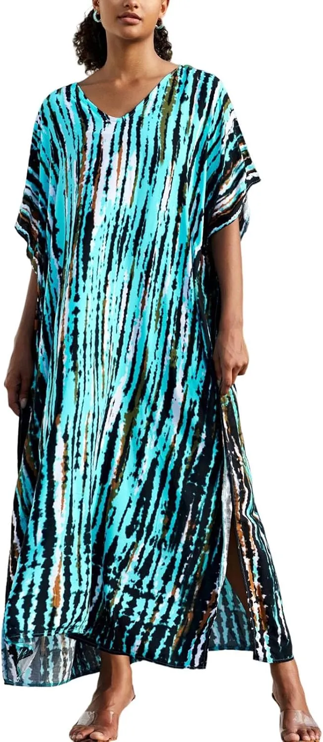 Kaftan for Women Plus Size Bathing Suit Cover up Batwing Dress Loose fit Moroccan Caftan mumu Dresses for Women