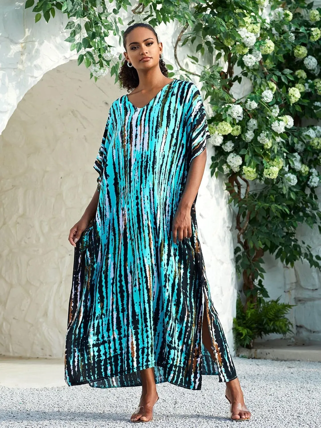 Kaftan for Women Plus Size Bathing Suit Cover up Batwing Dress Loose fit Moroccan Caftan mumu Dresses for Women