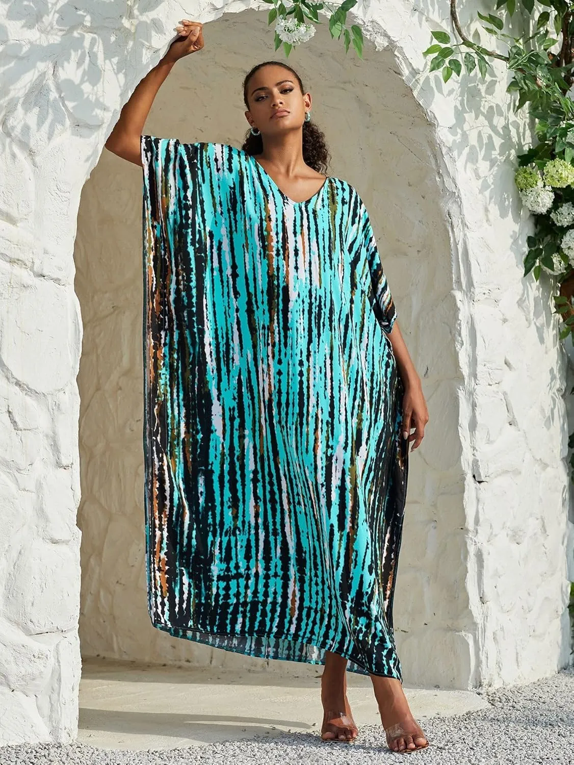 Kaftan for Women Plus Size Bathing Suit Cover up Batwing Dress Loose fit Moroccan Caftan mumu Dresses for Women