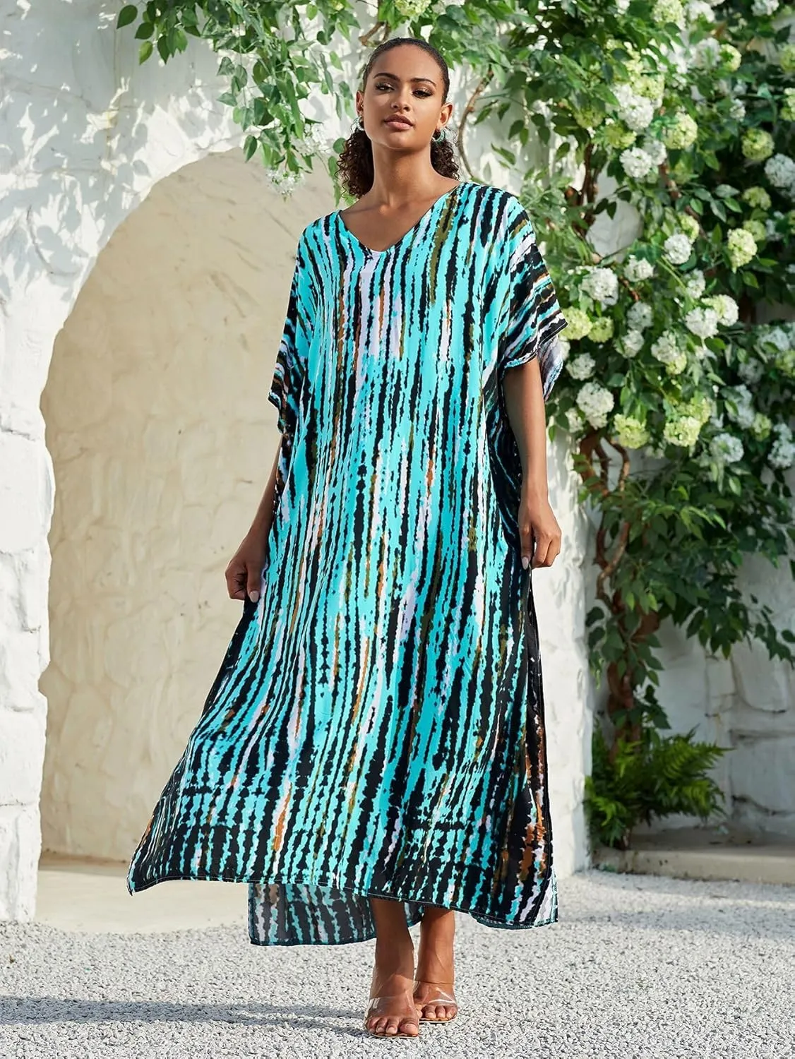 Kaftan for Women Plus Size Bathing Suit Cover up Batwing Dress Loose fit Moroccan Caftan mumu Dresses for Women