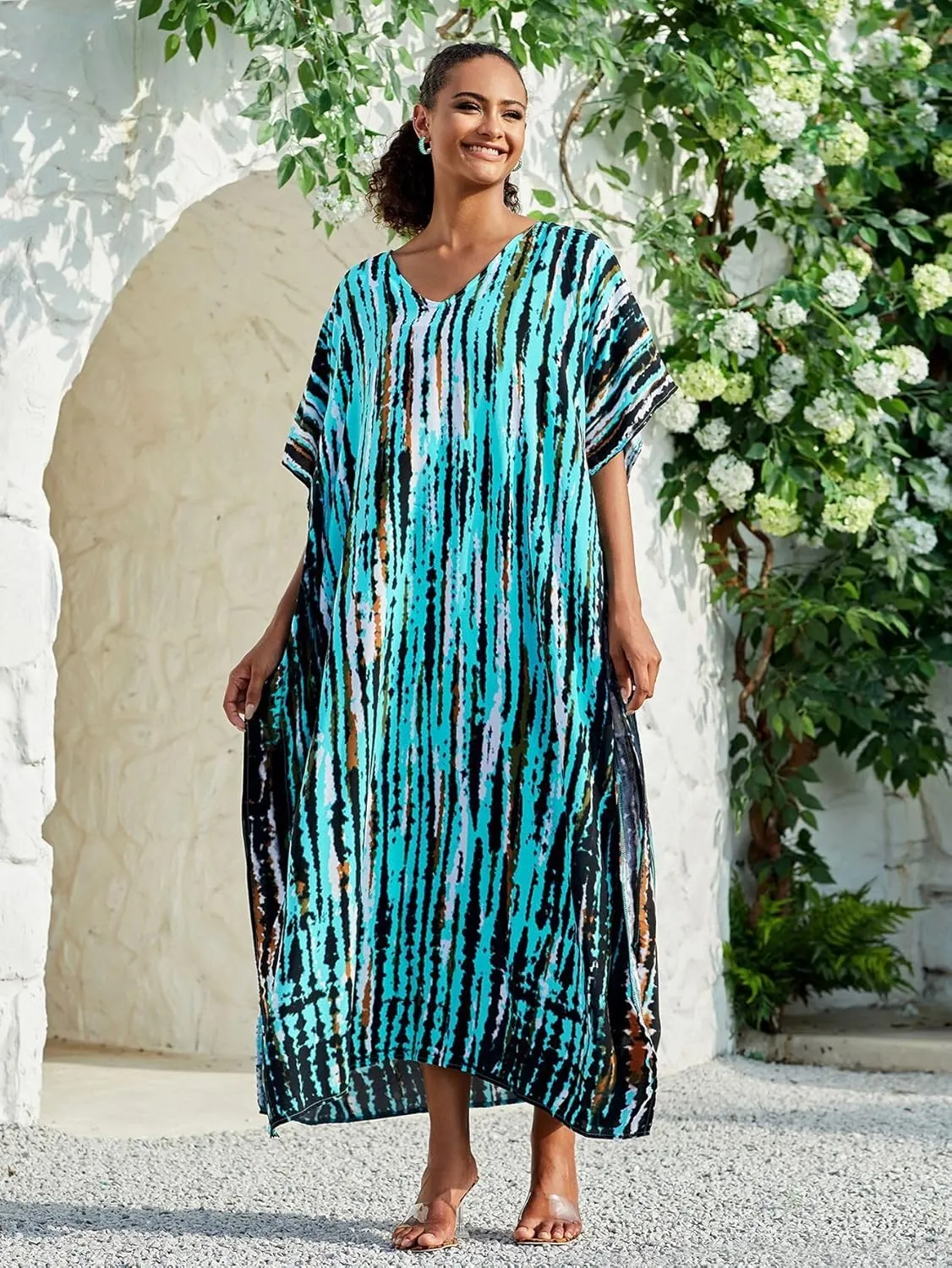 Kaftan for Women Plus Size Bathing Suit Cover up Batwing Dress Loose fit Moroccan Caftan mumu Dresses for Women