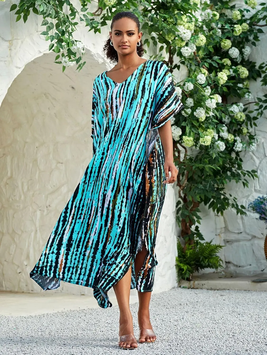 Kaftan for Women Plus Size Bathing Suit Cover up Batwing Dress Loose fit Moroccan Caftan mumu Dresses for Women