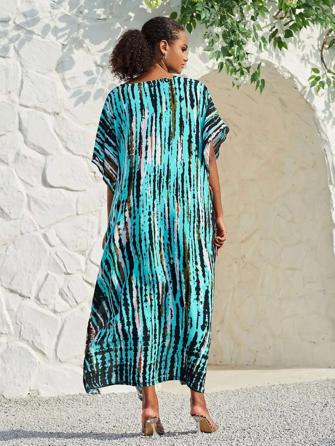 Kaftan for Women Plus Size Bathing Suit Cover up Batwing Dress Loose fit Moroccan Caftan mumu Dresses for Women