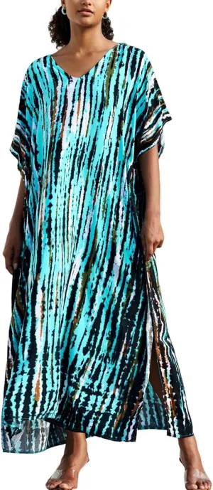 Kaftan for Women Plus Size Bathing Suit Cover up Batwing Dress Loose fit Moroccan Caftan mumu Dresses for Women
