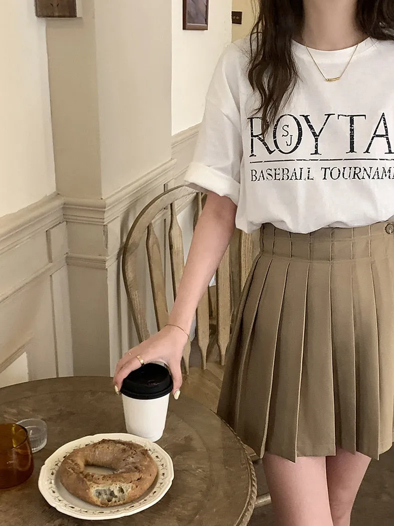 [Korean Style] 2 Color High Waist Pleated Mini Skirt