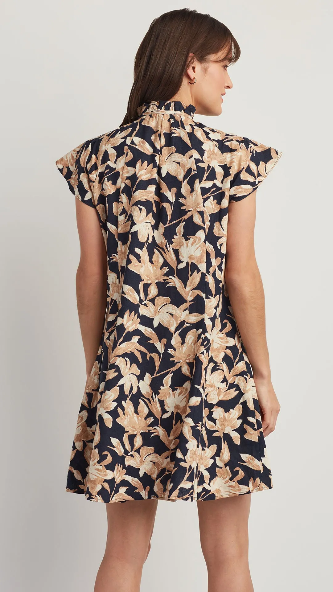 LINEN BLEND RAGLAN SLEEVE DRESS