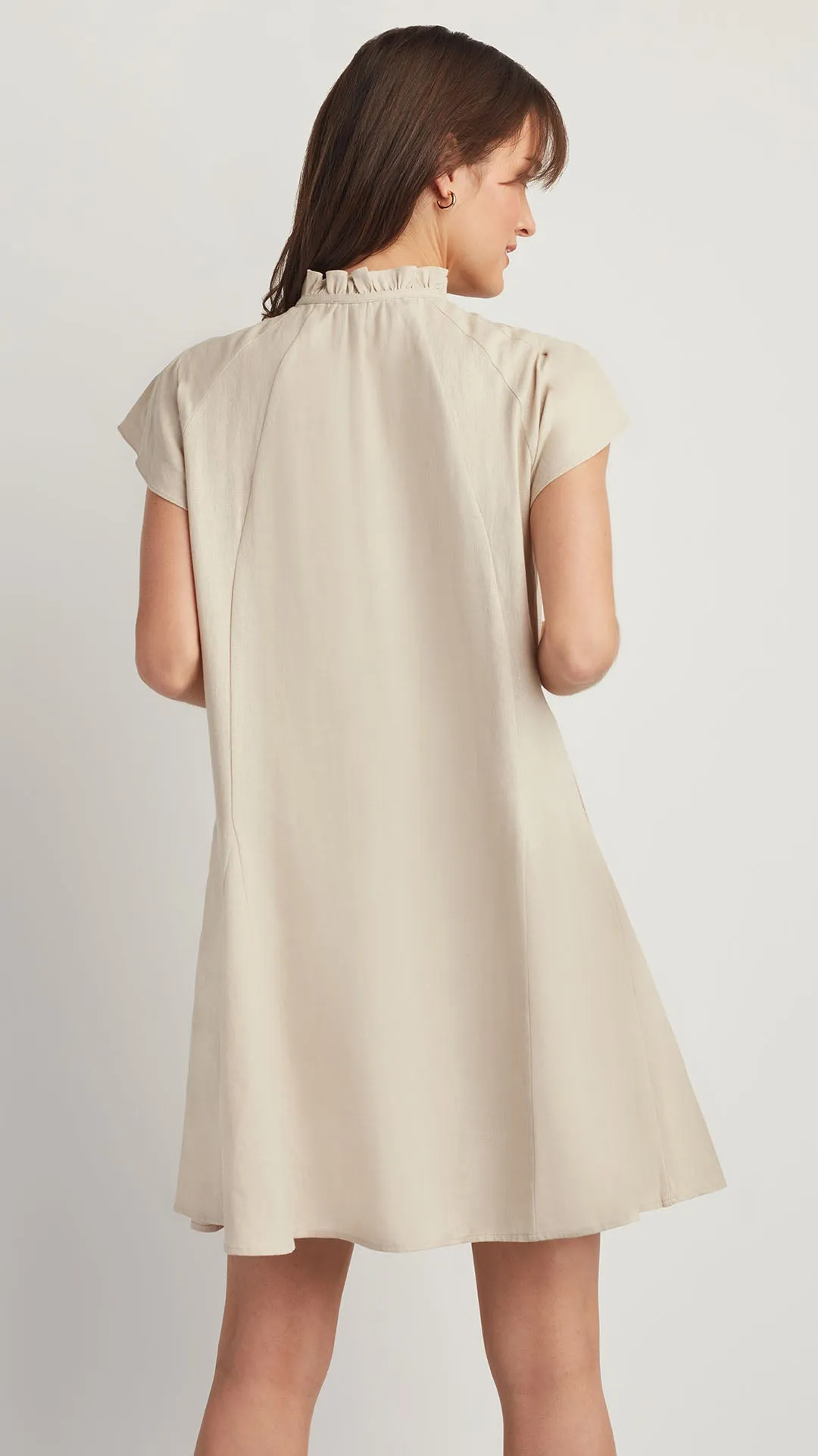 LINEN BLEND RAGLAN SLEEVE DRESS