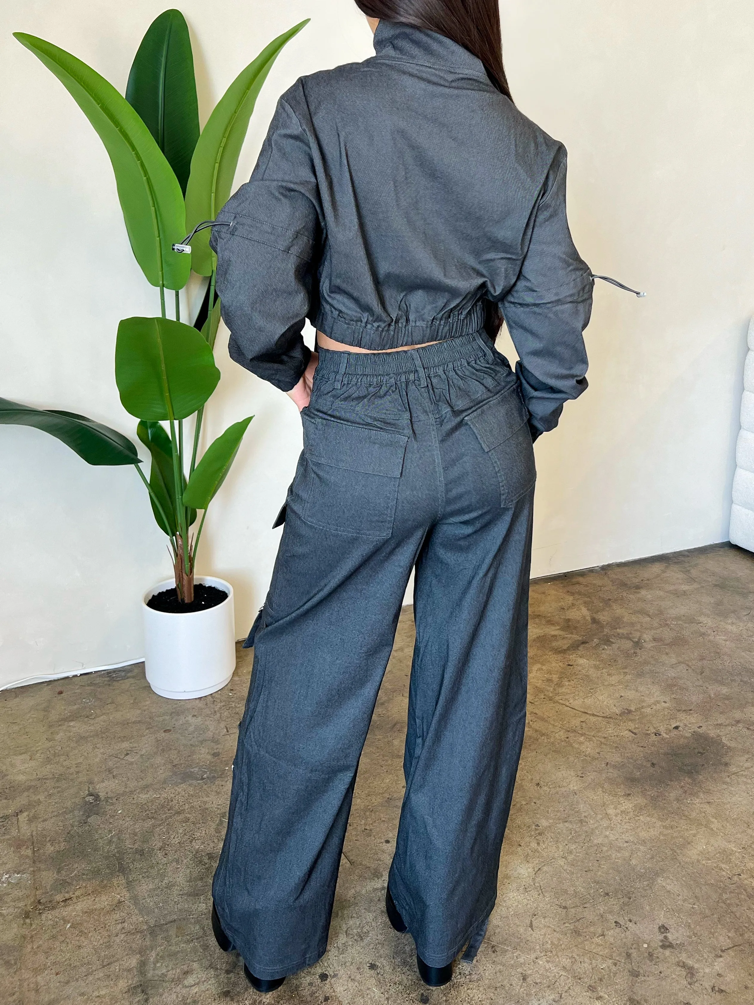 Megan Cargo Set (Charcoal)