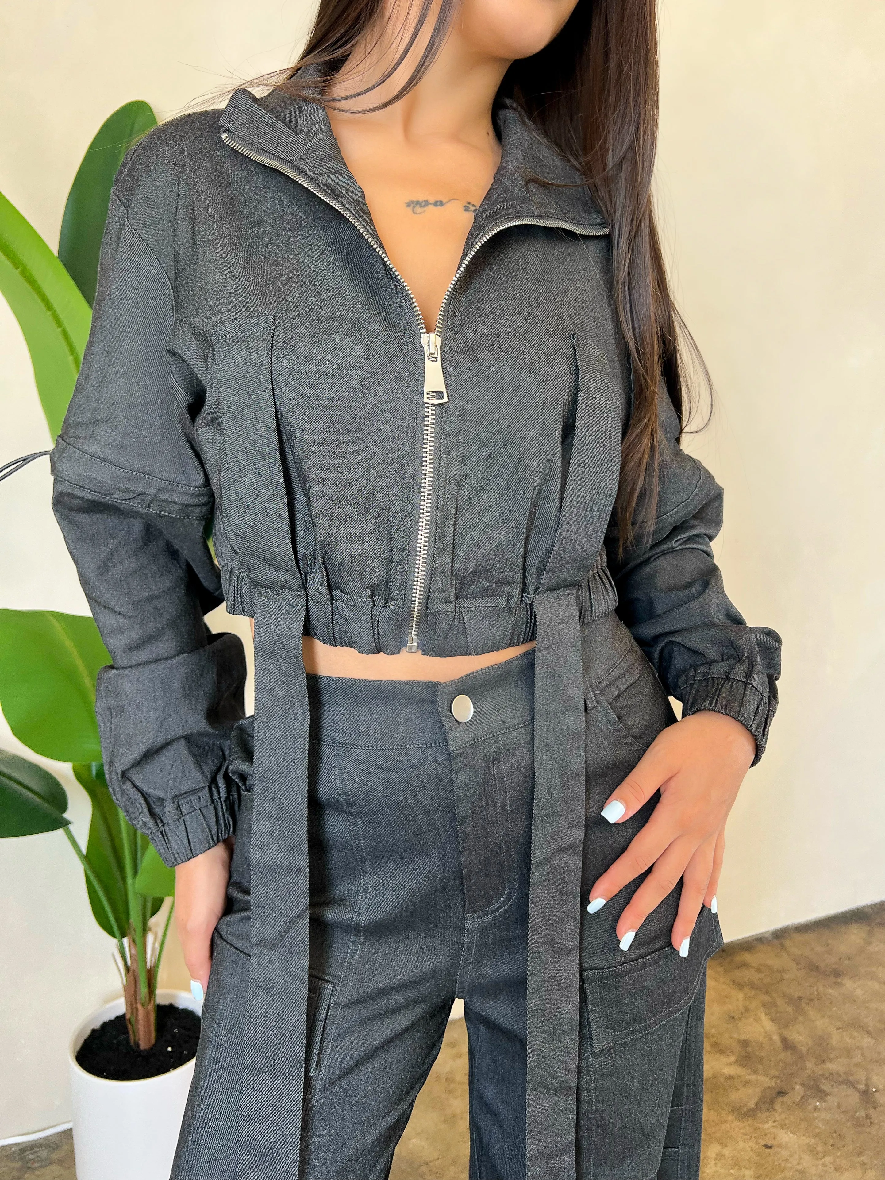 Megan Cargo Set (Charcoal)