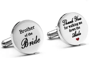 Melix Home Brother of The Bride Stainless-Steel Cufflinks Thank You for Walking Me Down The Aisle Cuff Links Brother Wedding Party Gifts