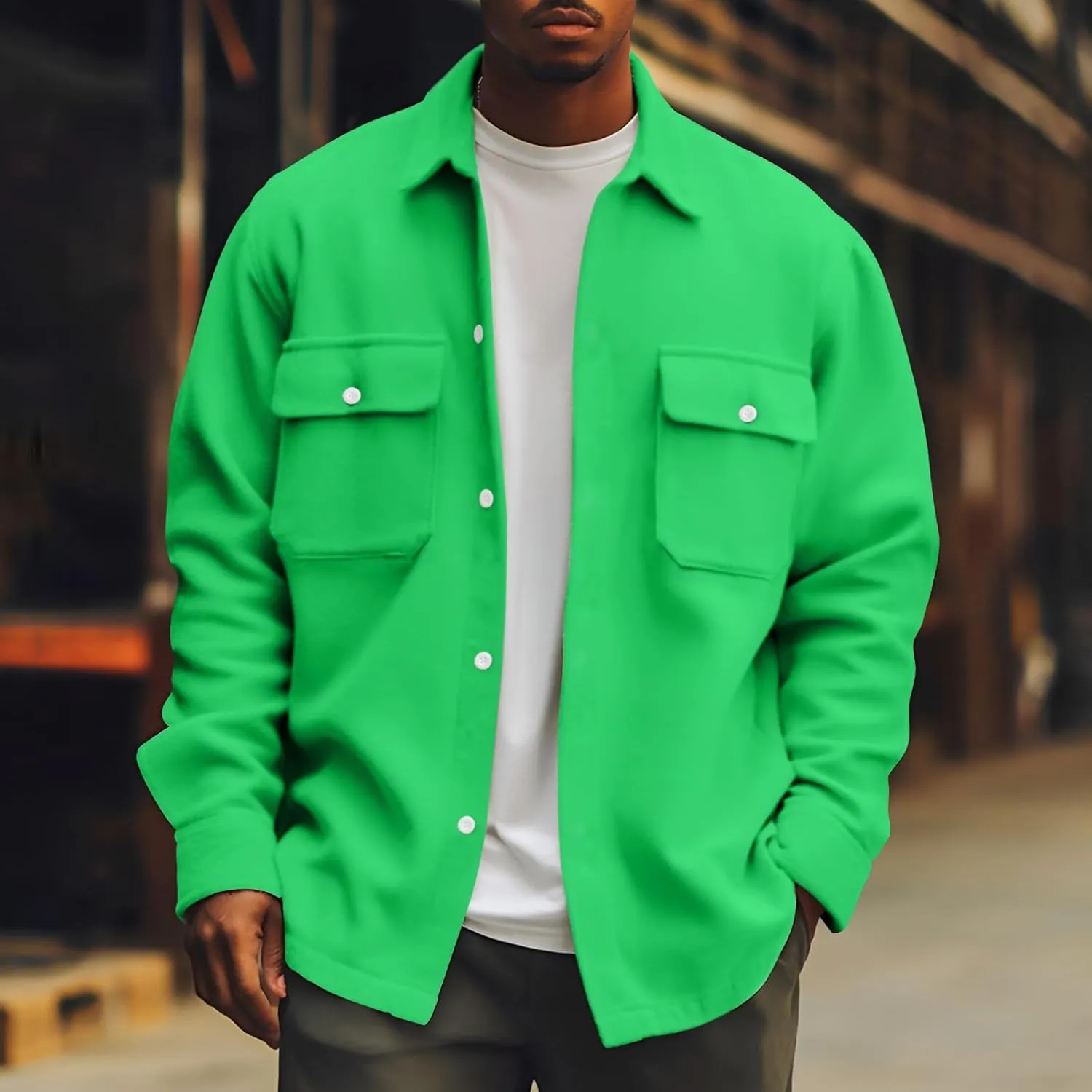 Men's Corduroy Jacket Button Down Shirt Jackets Long Sleeve Graphic Winter Coat Windbreaker Mens Fashion Clothes