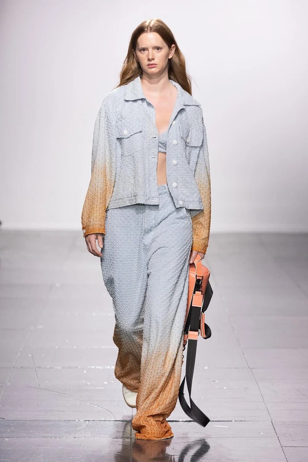 Perforated Jeans with Orange Gradient