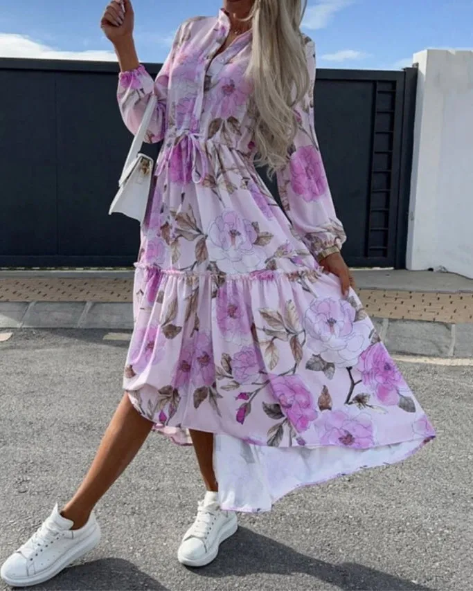 Printed Loose Fashion Long Sleeve Dress