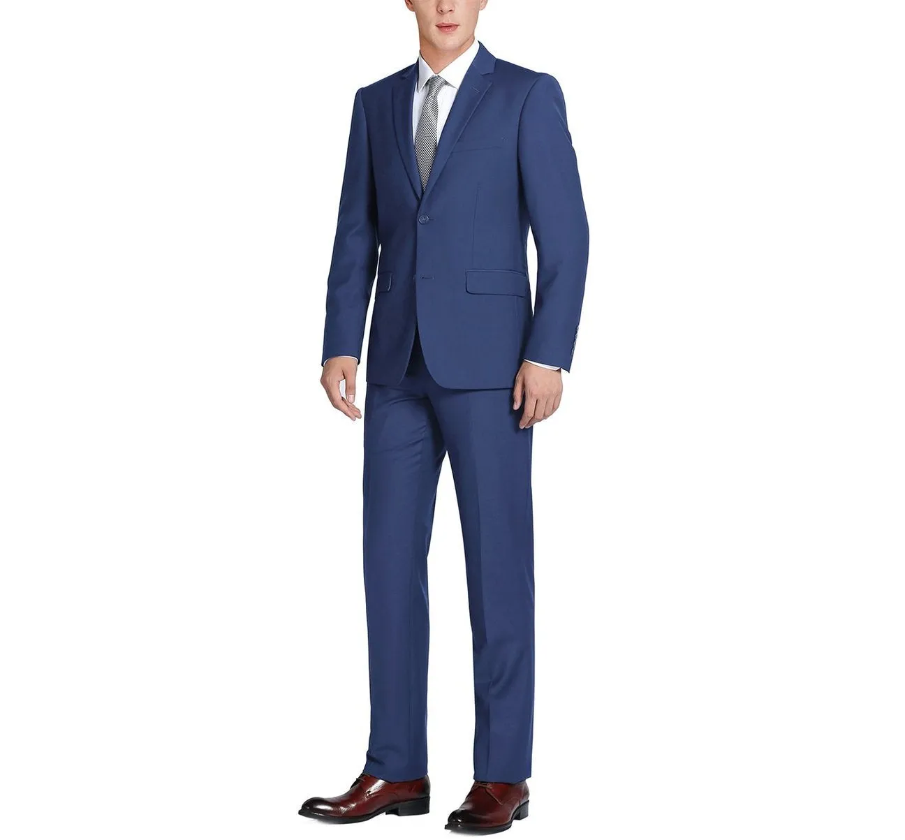 RENOIR Royal Blue 2-Piece Slim Fit Single Breasted Notch Lapel Suit 201-20