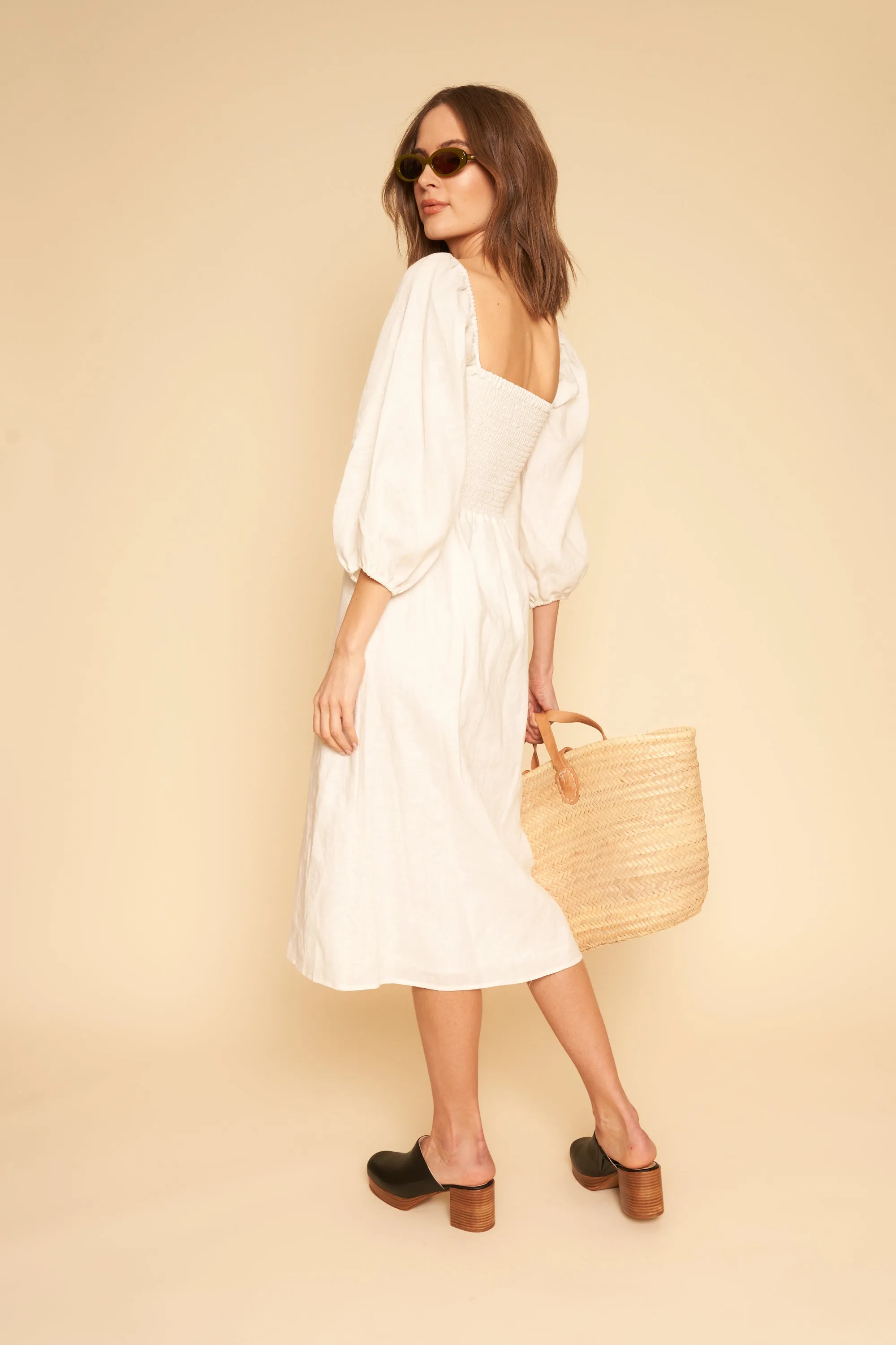 Sidney Dress in Coconut Linen