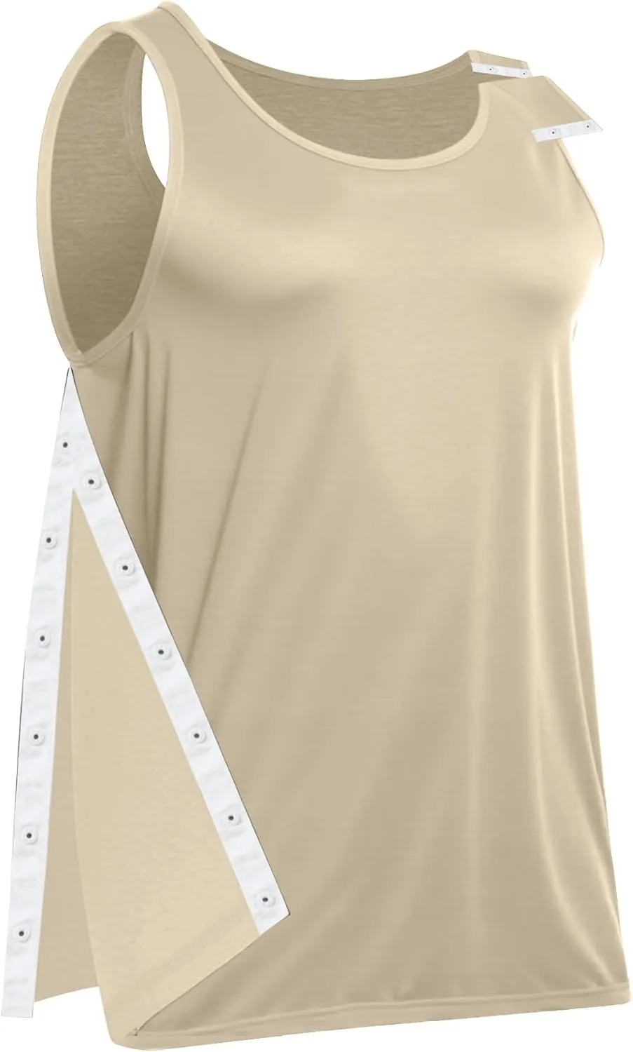 Unisex Post Shoulder Surgery Tank Tops, Side Snap Access Tear Way Sleeveless Shirts, Recovery Tear Away T-Shirt