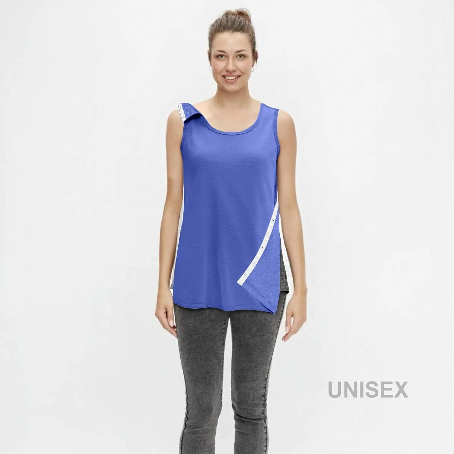 Unisex Post Shoulder Surgery Tank Tops, Side Snap Access Tear Way Sleeveless Shirts, Recovery Tear Away T-Shirt