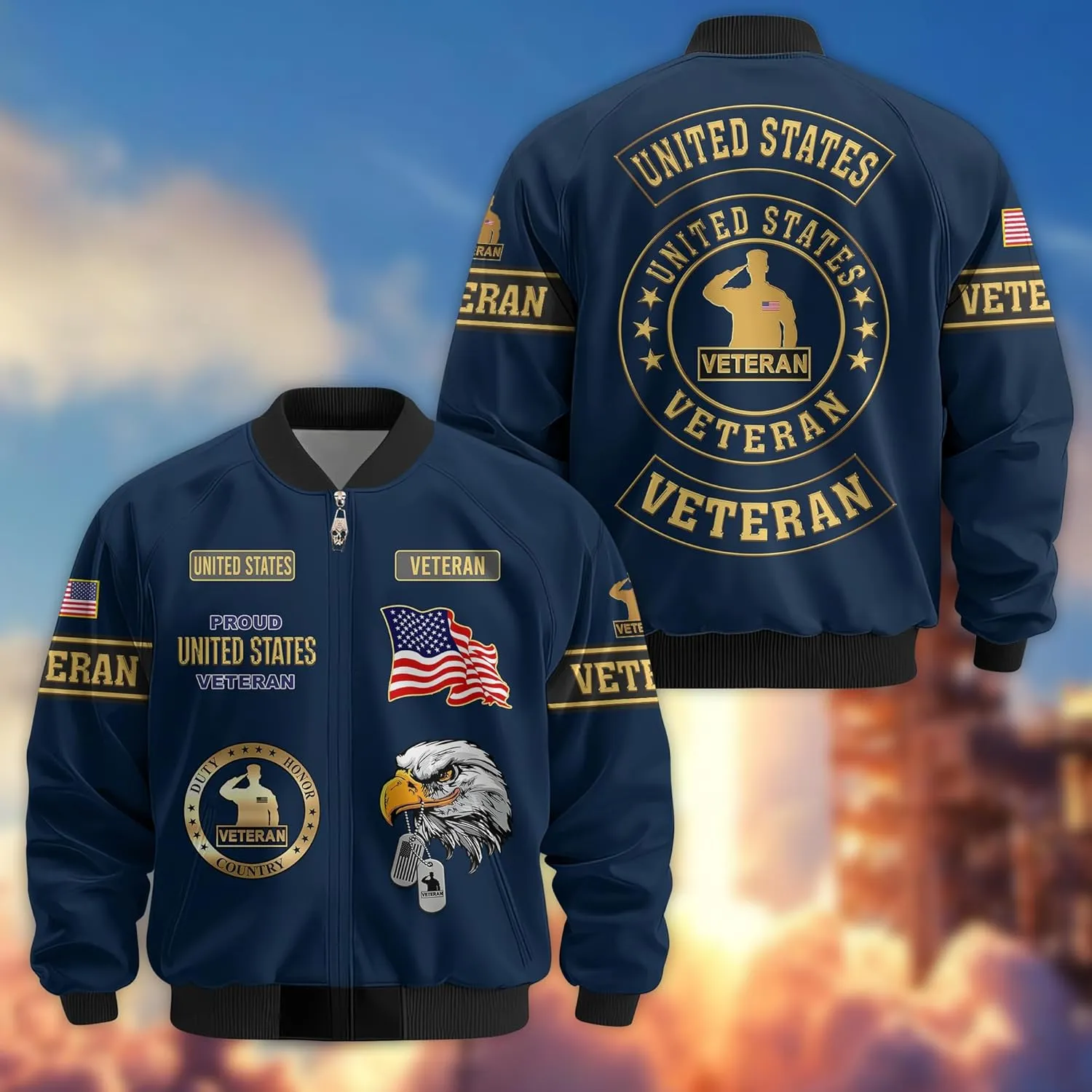 Veterans Jackets Military Bomber Jacket Men Patriotic Jacket Veteran Gifts Veterans Coat Mens Winter Jacket Veteran