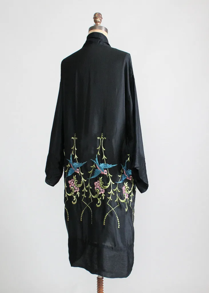 Vintage 1920s Silk Embroidered Kimono Robe