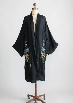 Vintage 1920s Silk Embroidered Kimono Robe