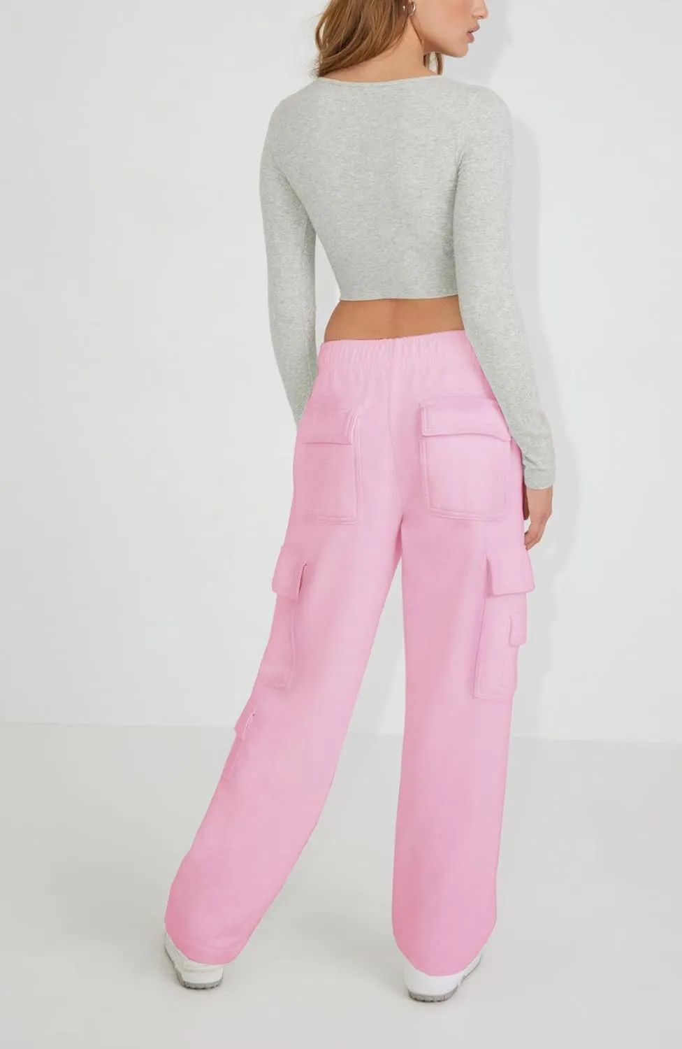 Waitfairy Wide Leg Sweatpants Women Cargo Pants Fleeece High Waisted Baggy Sweatpants for Women Casual Pants with 8 Pockets