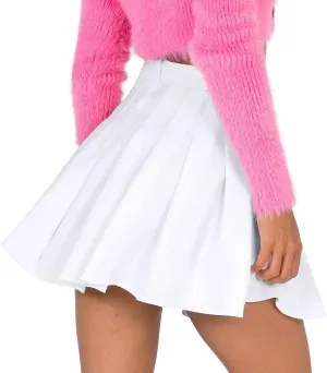 White Mini Skirt Pleated Tennis Skirts Skorts High Waisted Womens' Novelty Skirts for Women with Shorts 3XL