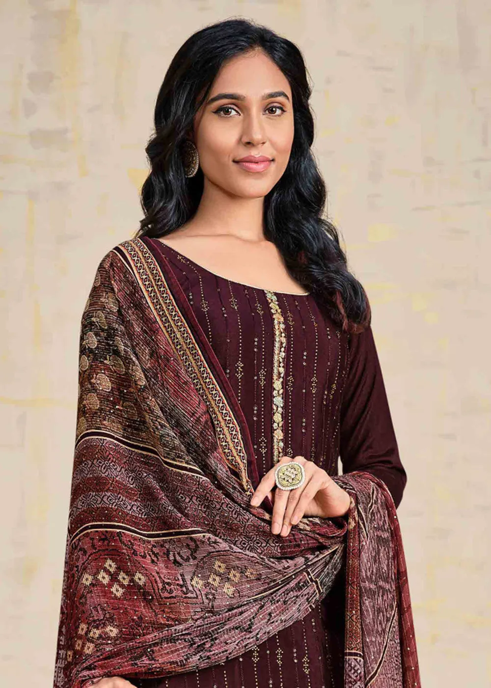 Wine Chinnon Pant Style Wedding Ceremony Suit