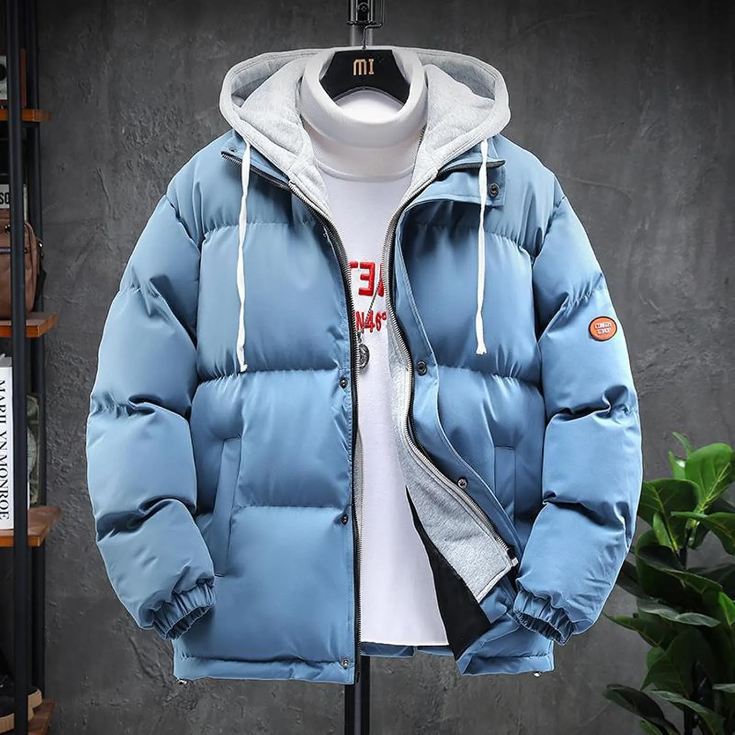 Winter Jackets for Teen Boys, Work Long Sleeve Full Zip Parka Jacket Warm Padded Jacket Outdoor Men's Puffer Vest