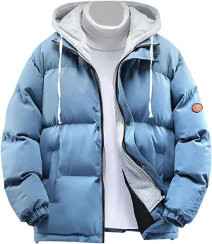 Winter Jackets for Teen Boys, Work Long Sleeve Full Zip Parka Jacket Warm Padded Jacket Outdoor Men's Puffer Vest